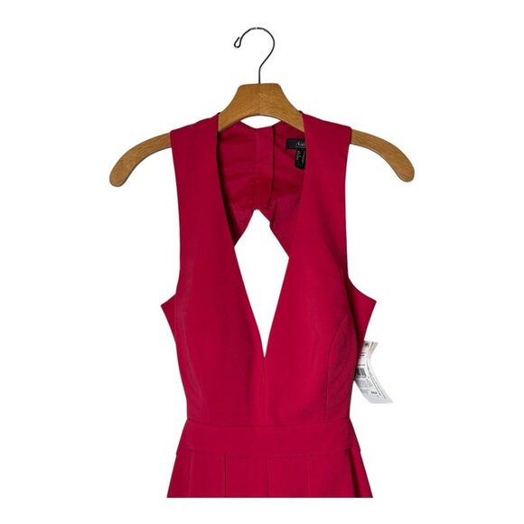 Aidan Mattox‎ Jumpsuit Women 8 Geranium Halter V Neck With Skirt NWT Party - Picture 4 of 15